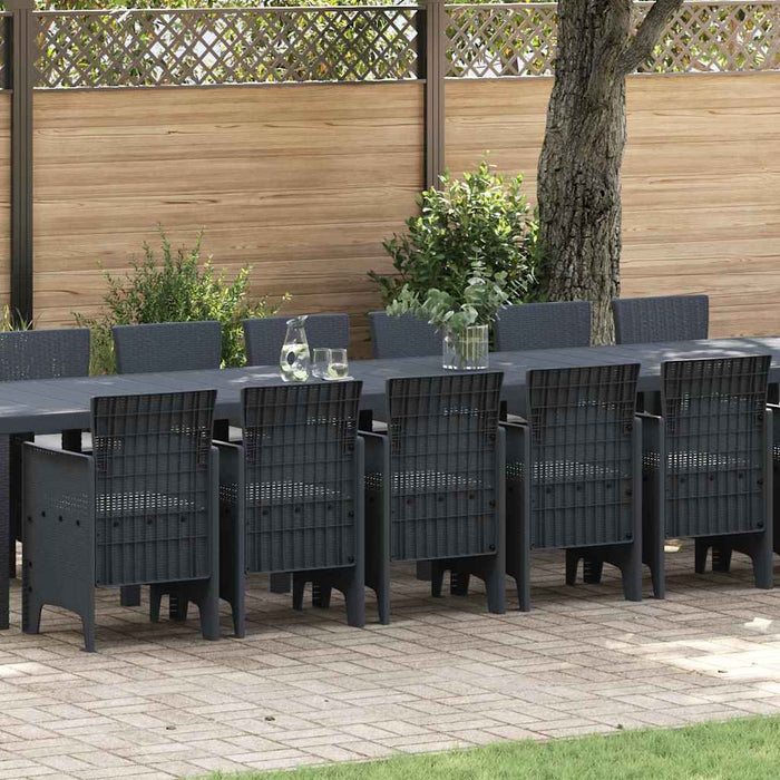 Set masa gradina cu perne 17 pcs Antracit mare Ratan poli, Oțel - WALTI WALTI