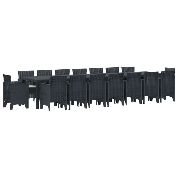 Set masa gradina cu perne 17 pcs Antracit mare Ratan poli, Oțel - WALTI WALTI