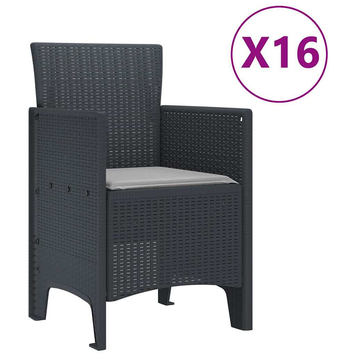 Set masa gradina cu perne 17 pcs Antracit mare Ratan poli, Oțel - WALTI WALTI