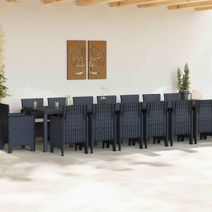 Set mese grădină cu perne 17 pcs Antracit mare Rattan plastic - WALTI WALTI