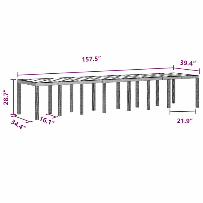 Set de mese de grădină cu perne 17 pcs Maro 16-Persoane Ratan - WALTI WALTI