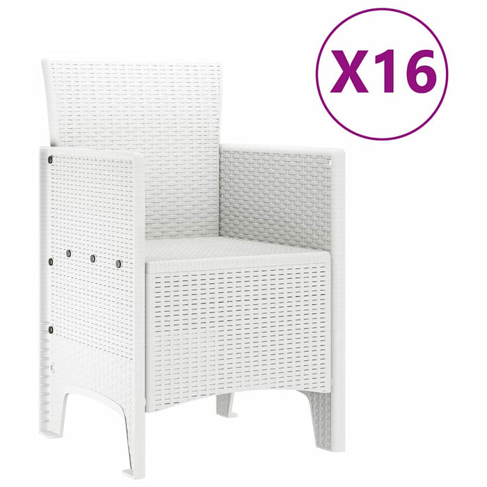Set de masă de grădină cu perne 17 buc. Alb PP WALTI