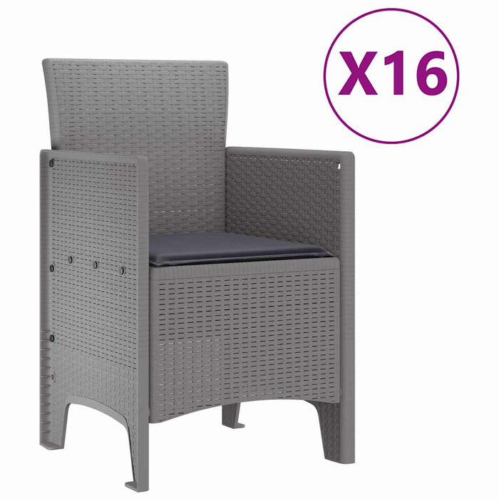 Set de masă de grădină cu perne 17 buc. Gri deschis PP WALTI