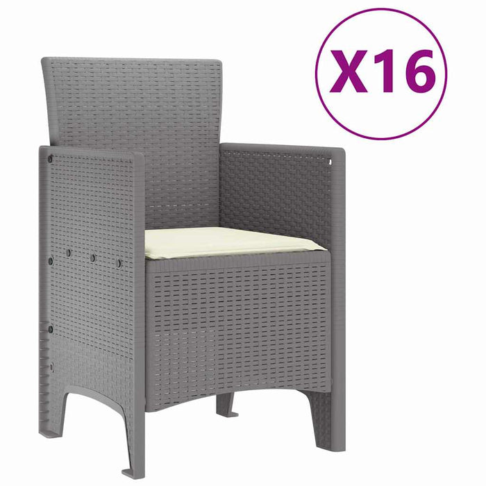 Set de masă de grădină cu perne 17 buc. Gri deschis PP WALTI