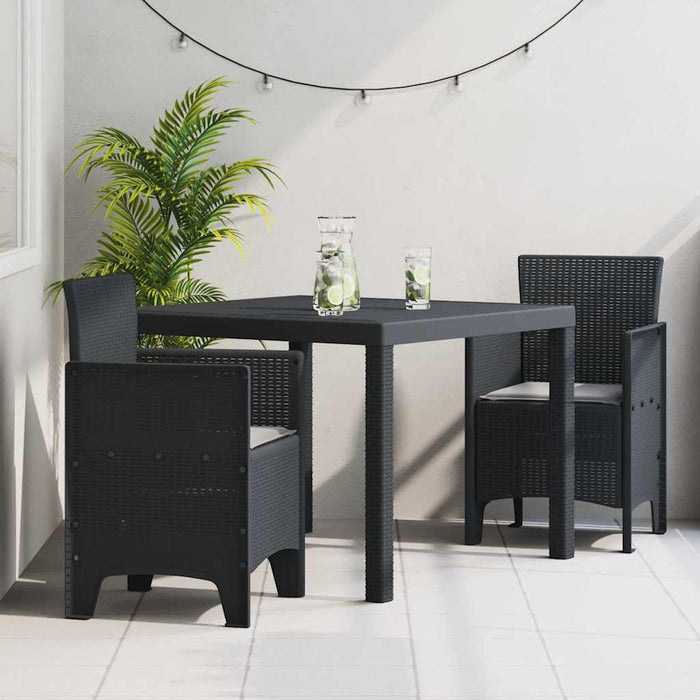 Set Masă Grădină 3 pcs Antracit 100 x 100 x 73 cm Polipropilenă - WALTI WALTI