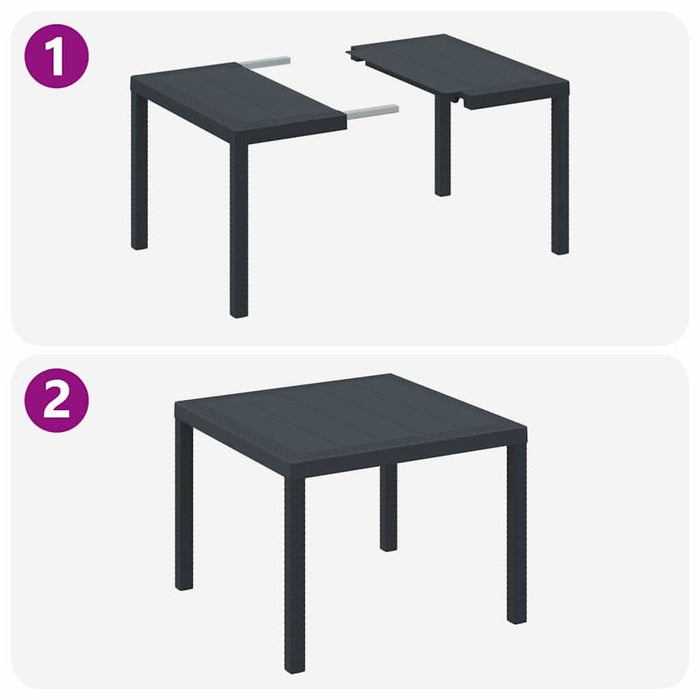 Set Masă Grădină 3 pcs Antracit 100 x 100 x 73 cm Polipropilenă - WALTI WALTI