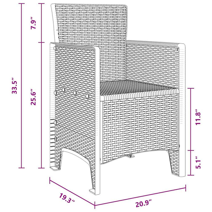 Set de Masă pentru Grădină 3 pcs Maro 100 x 100 x 73 cm - WALTI WALTI