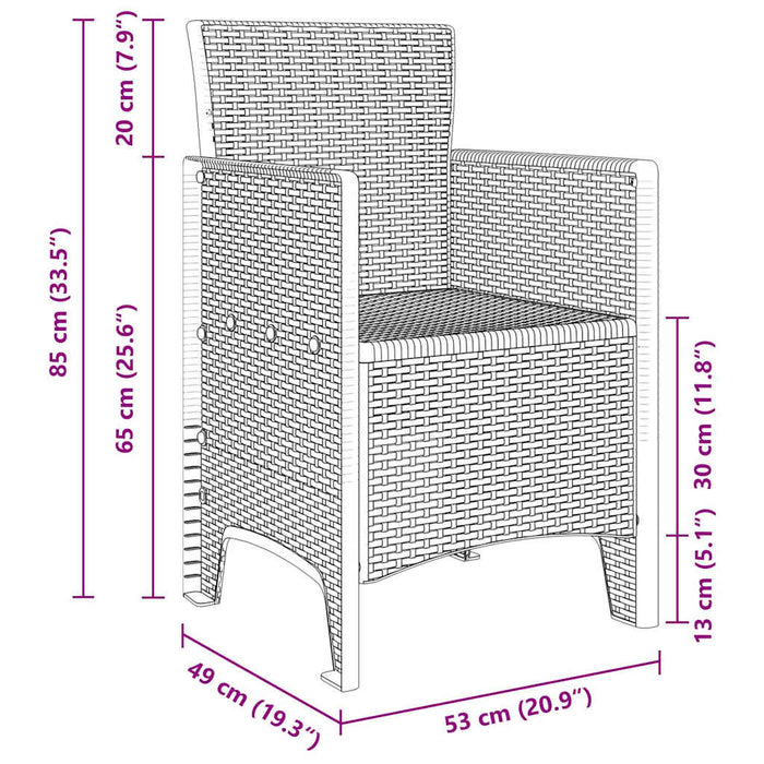 Set mese grădină 3 pcs Alb 100 x 100 x 73 cm Ratan sintetic - WALTI WALTI
