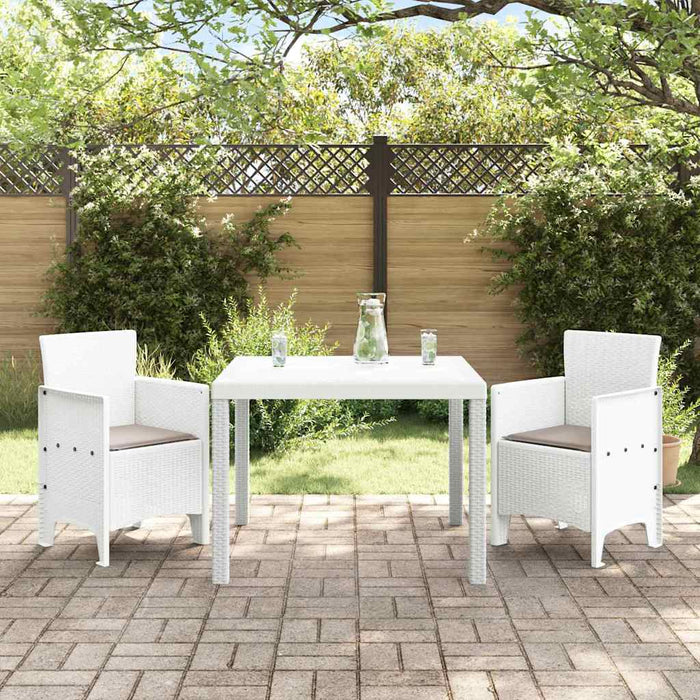 Set mese grădină 3 pcs Alb 100 x 100 x 73 cm Ratan plastic - WALTI WALTI