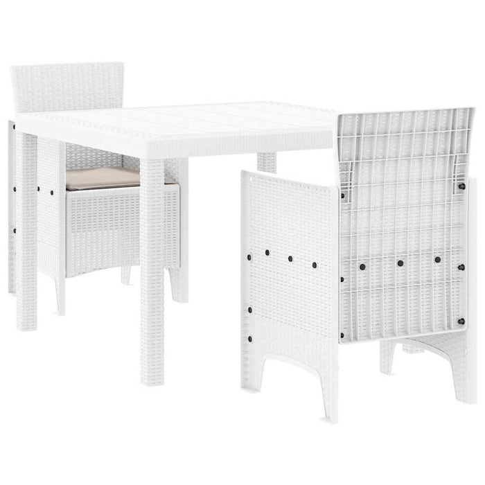 Set mese grădină 3 pcs Alb 100 x 100 x 73 cm Ratan plastic - WALTI WALTI