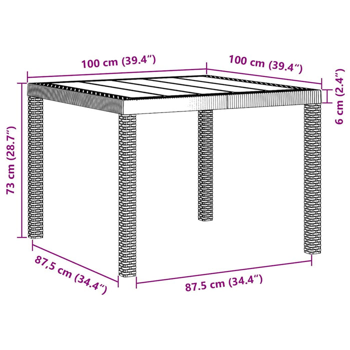 Set mese grădină 3 pcs Alb 100 x 100 x 73 cm Ratan plastic - WALTI WALTI