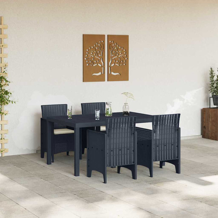 Set Masă Grădină 5 pcs Antracit 150 x 100 x 73 cm Rattan PE - WALTI WALTI