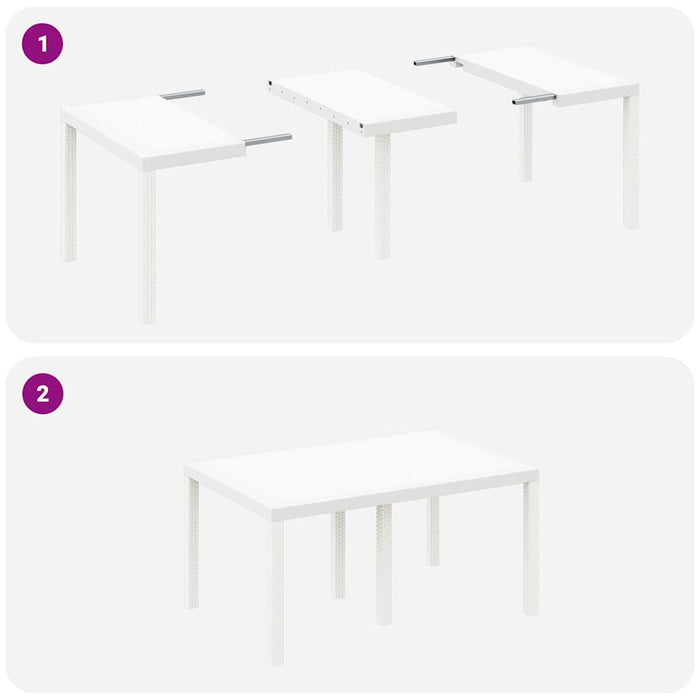 Set masă grădină 5 pcs Alb 150 x 100 x 73 cm Rattan PE - WALTI WALTI
