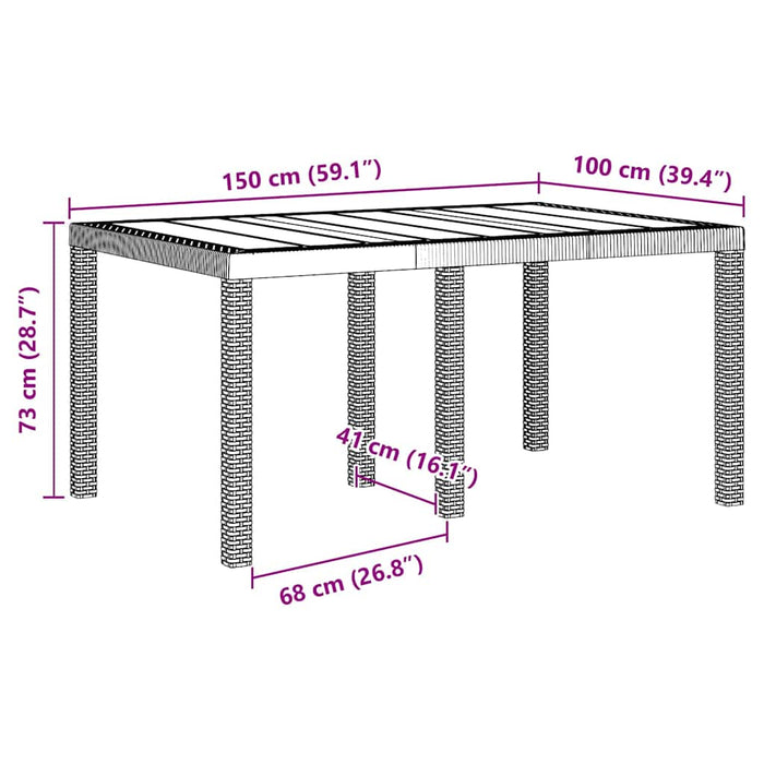 Set masă grădină 5 pcs Alb 150 x 100 x 73 cm Rattan PE - WALTI WALTI