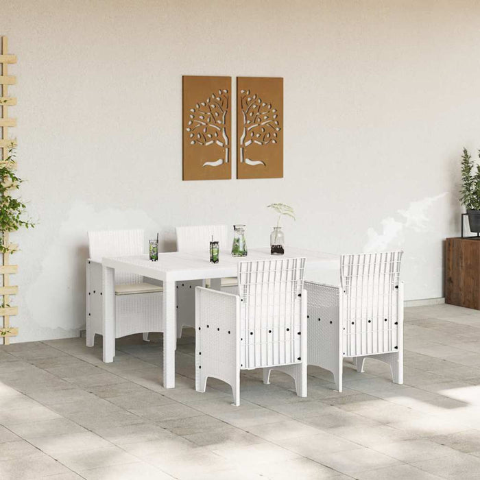 Set dining grădină 5 pcs Alb 150 x 100 x 73 cm Rattan plastic - WALTI WALTI