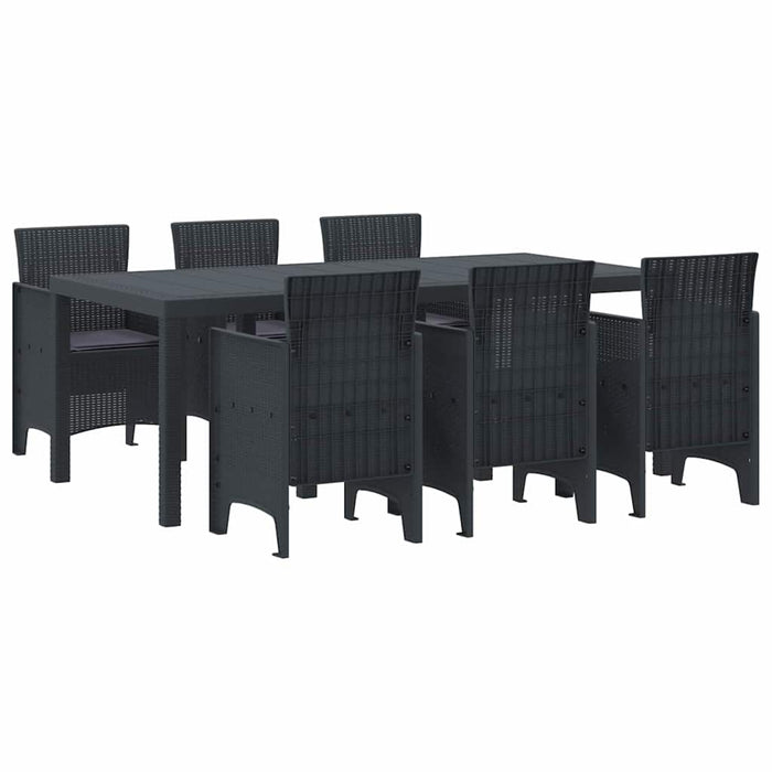 Set mese grădină 7 pcs Antracit 200 x 100 x 73 cm Polipropilenă - WALTI WALTI