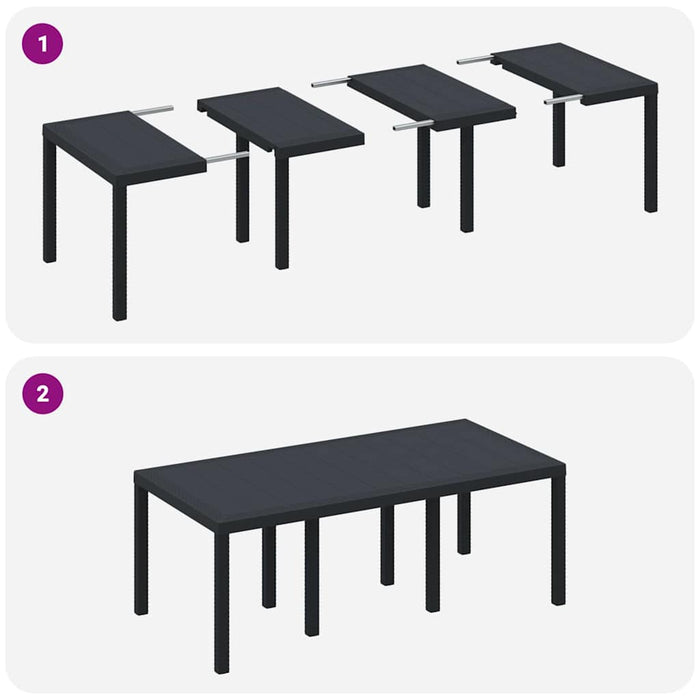 Set mese grădină 7 pcs Antracit 200 x 100 x 73 cm Polipropilenă - WALTI WALTI
