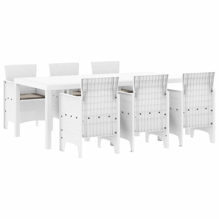 Set Masa Gradina 7 pcs Alb 200 x 100 x 73 cm Poliratan - WALTI WALTI