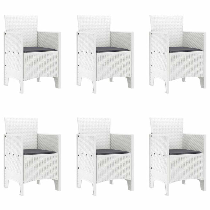 Set de Masă de Grădină 7 pcs Alb 200 x 100 x 73 cm Rattan PE - WALTI WALTI