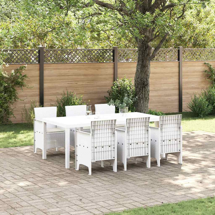 Set Masă Grădină 7 pcs Alb 200 x 100 x 73 cm Poliratan - WALTI WALTI