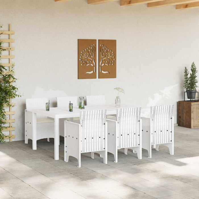 Set Masă Grădină 7 pcs Alb 200 x 100 x 73 cm Poliratan - WALTI WALTI