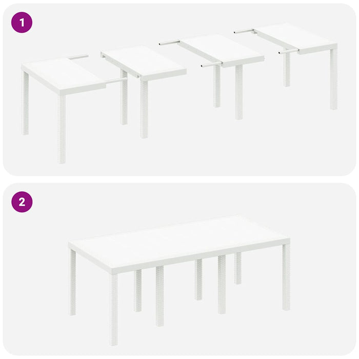 Set Masă Grădină 7 pcs Alb 200 x 100 x 73 cm Poliratan - WALTI WALTI