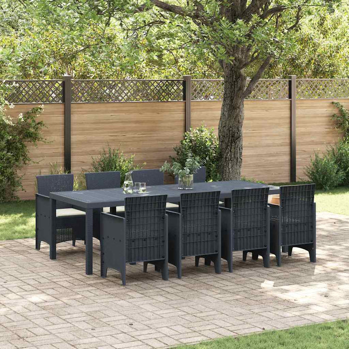 Set Masă Grădină 9 pcs Antracit 250 x 100 x 73 cm Rattan PE - WALTI WALTI