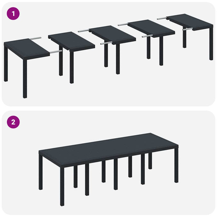 Set Masă Grădină 9 pcs Antracit 250 x 100 x 73 cm Rattan PE - WALTI WALTI