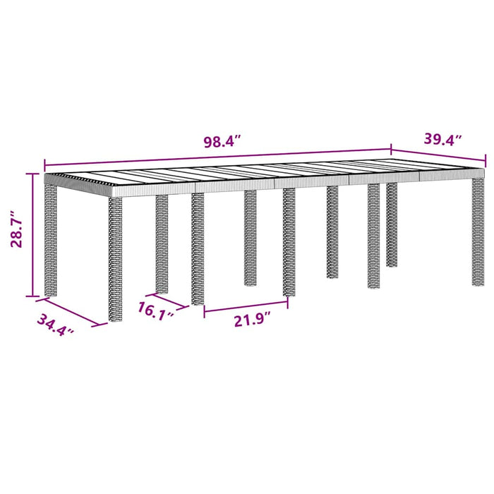 Set Mese Grădină 9 pcs Maro 250 x 100 x 73 cm Poliratan - WALTI WALTI