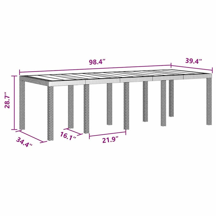 Set de Masă pentru Grădină 9 pcs Maro 250 x 100 x 73 cm - WALTI WALTI