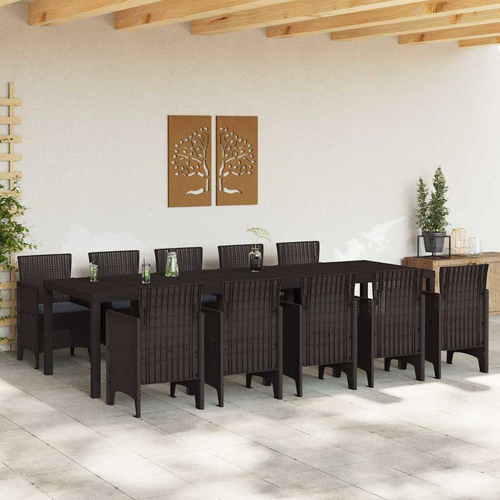 Set de masă pentru grădină 11 pcs Maro și Antracit Mare Ratan - WALTI WALTI
