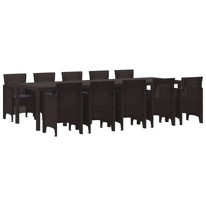 Set de masă pentru grădină 11 pcs Maro și Antracit Mare Ratan - WALTI WALTI