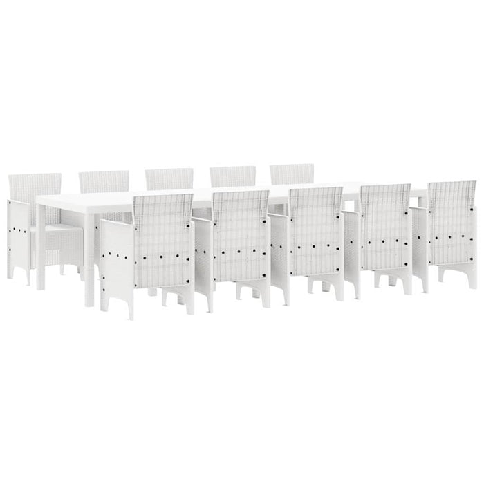 Set de masă pentru grădină 11 pcs Alb mare Rattan și oțel - WALTI WALTI