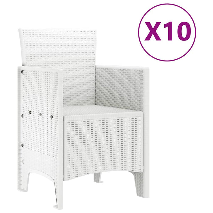 Set de masă pentru grădină 11 pcs Alb mare Rattan și oțel - WALTI WALTI