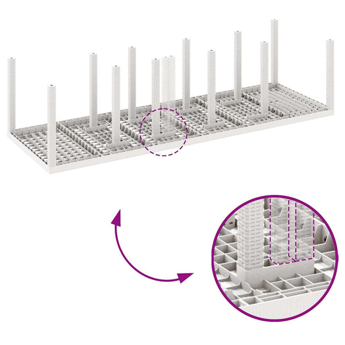 Set de masă pentru grădină 11 pcs Alb mare Rattan și oțel - WALTI WALTI
