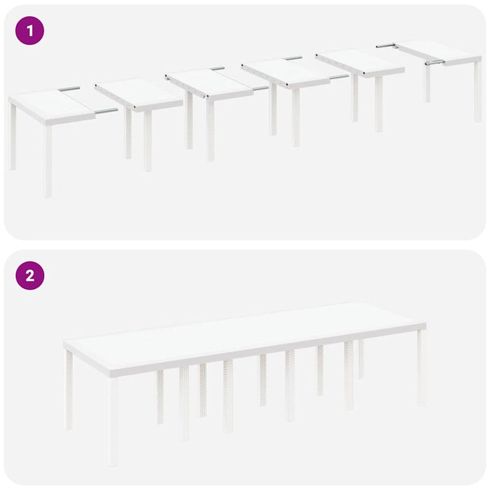 Set de masă pentru grădină 11 pcs Alb mare Rattan și oțel - WALTI WALTI