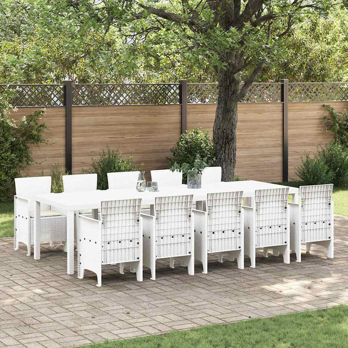 Set de masă pentru grădină cu pernă 11 pcs Alb 10-Persoane - WALTI WALTI