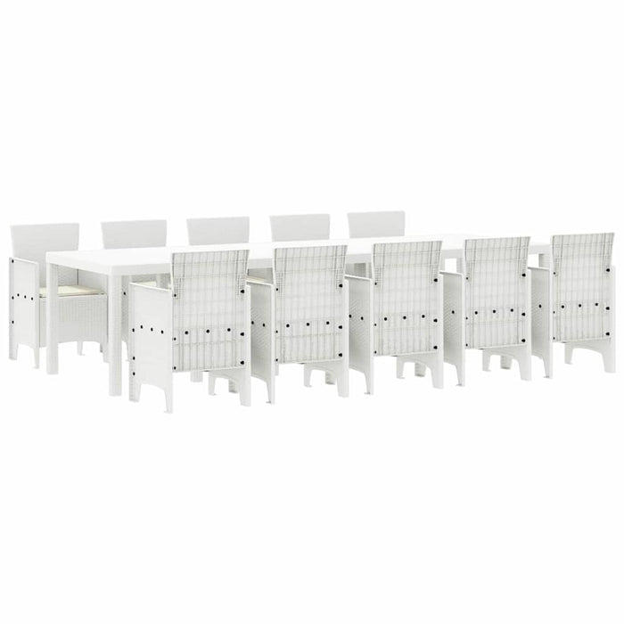 Set de masă pentru grădină cu pernă 11 pcs Alb 10-Persoane - WALTI WALTI