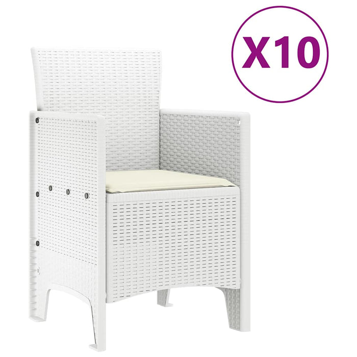 Set de masă pentru grădină cu pernă 11 pcs Alb 10-Persoane - WALTI WALTI