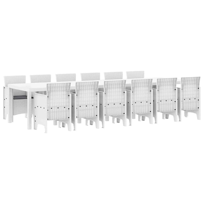 Set de masă pentru grădină 13 pcs Alb mare Ratan - WALTI WALTI