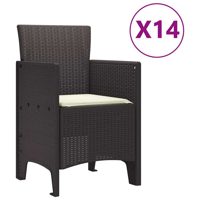 Set masă grădină 15 pcs Maro Mare Poliratan & Poliester - WALTI WALTI