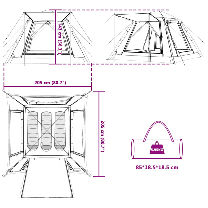 Cort Instant cu Pelerină pentru Plouă 3-Persoane cu Eliberare Rapidă - WALTI WALTI