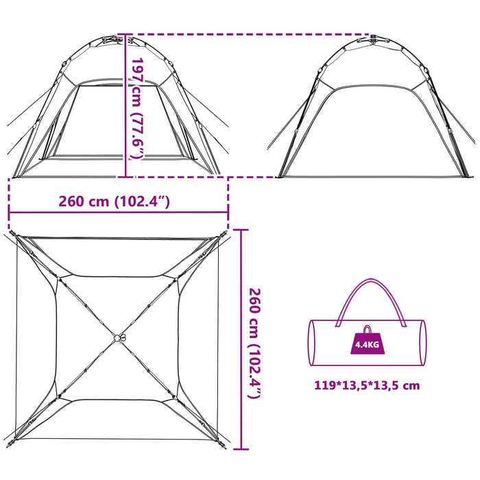 Cort Instant cu depozitare Gri 260 x 260 x 185 cm Oțel - WALTI WALTI