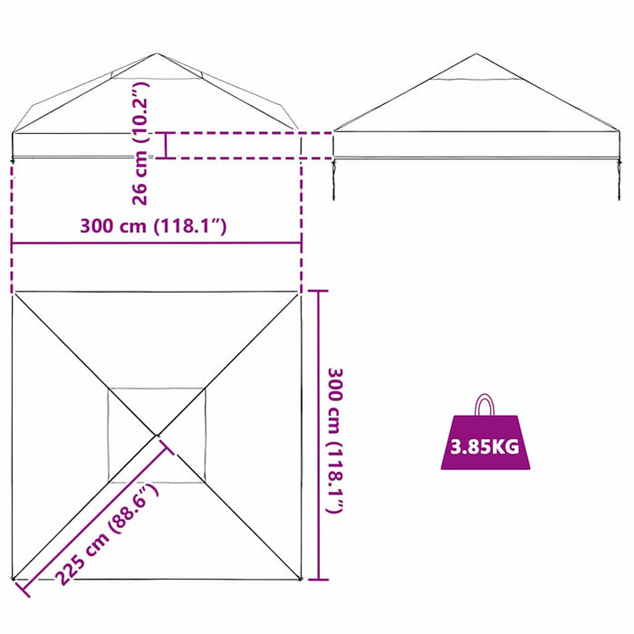 Husă de înlocuire pentru foișor 300 x 300 x 26 cm Transparent - WALTI WALTI