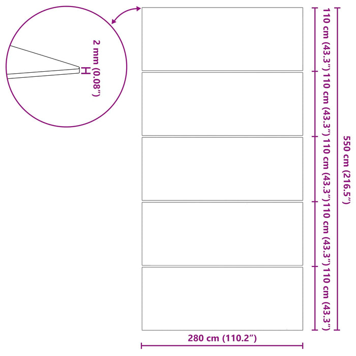 Folie pentru Bază de Piscină Ajustabil Negru 550 x 280 x 0,1 cm - WALTI WALTI