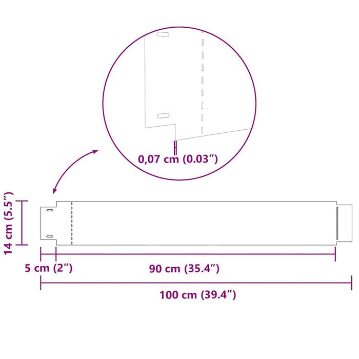 Gard pentru gazon Culoare galvanizată 100 x 14 x 0.07 cm WALTI