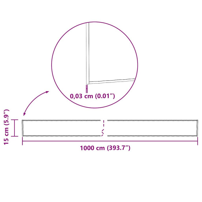 Bordură de gazon Argintiu 1000 x 15 x 0.03 cm Oțel galvanizat WALTI