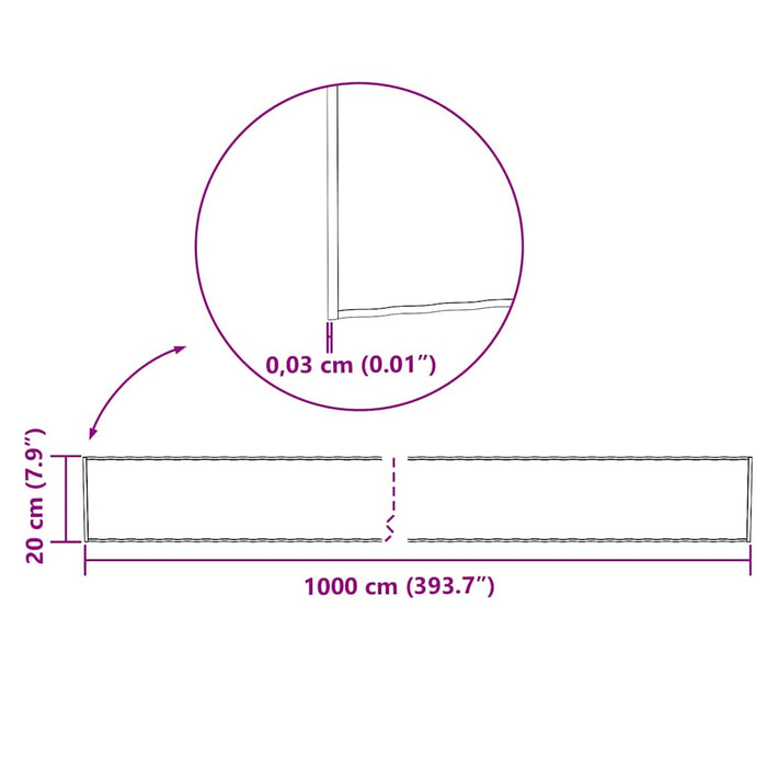 Bordură de gazon Argintiu 1000 x 20 x 0,03 cm WALTI