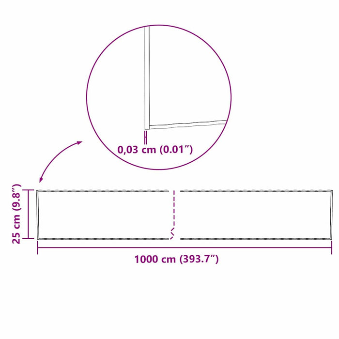 Bordură de gazon Argintiu 1000 x 25 x 0,03 cm WALTI