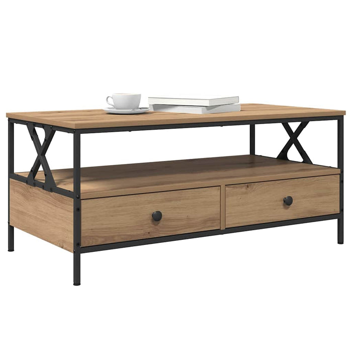 Masă de cafea stejar artizanal 100 x 51 x 45 cm Lemn compozit - WALTI WALTI